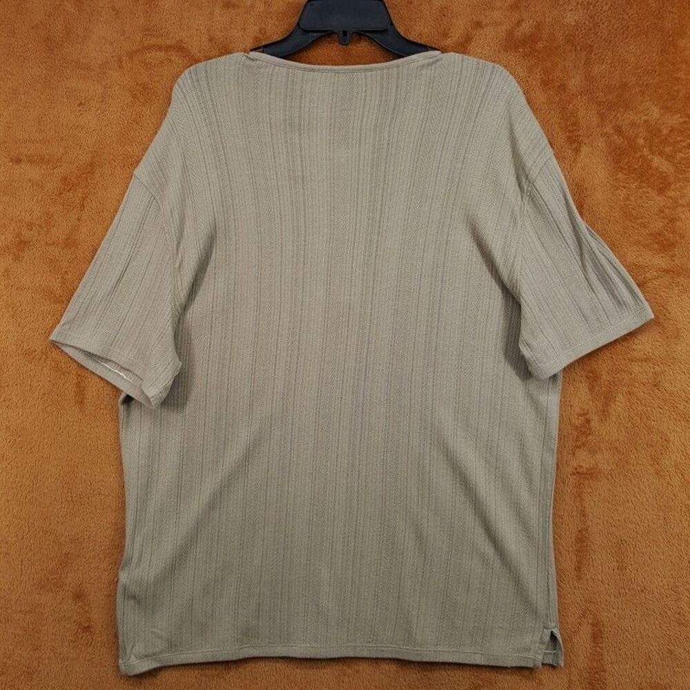 JOHN VARVATOS Shirt Mens XXL Tan Pullover Henley Short Sleeve Ribbed Knit CIEL - Picture 4 of 9